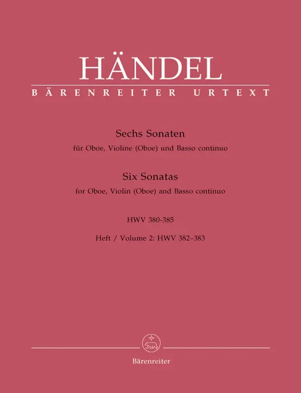 Handel 6 Sonatas for Oboe, Violin and Basso Continuo, Vol. 2