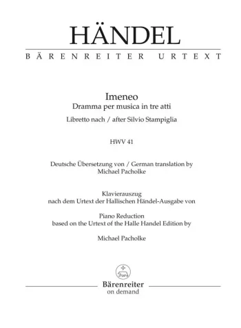 Handel : Imeneo (HWV 41) (It-G) (Urtext). : Vocal Score: (Barenreiter)