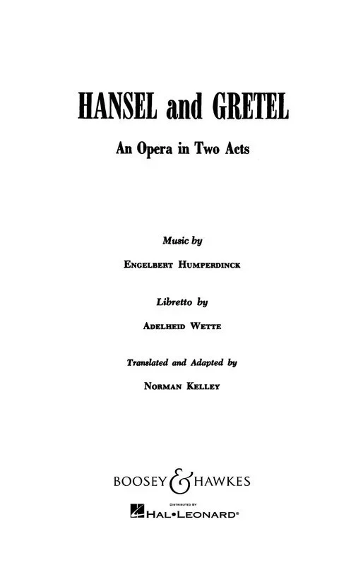 Hansel Gretel Libretto Book