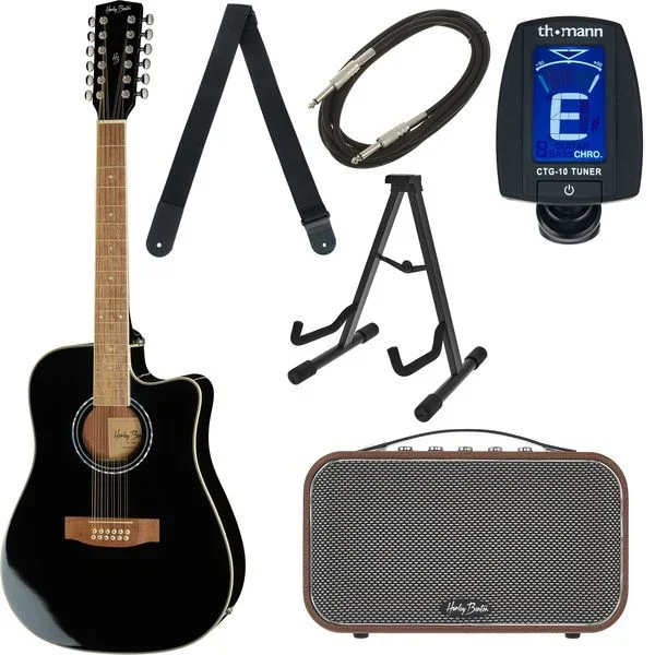 Harley Benton D-200CE-12BK Bundle