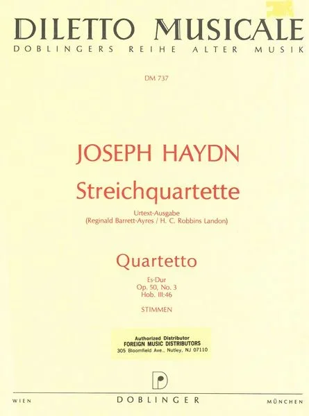 Haydn: String Quartet in E-flat Major, Hob. III:46, Op. 50, No. 3