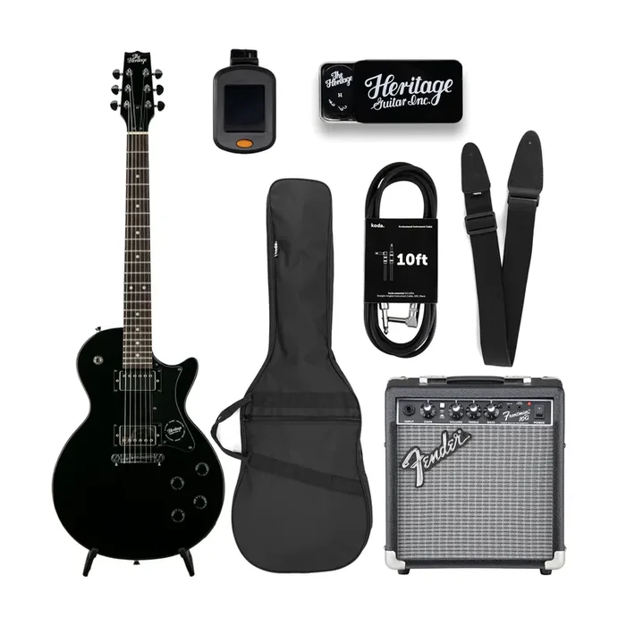 Heritage Ascent Collection H-137 Humbucker Electric Guitar Bundle, Black