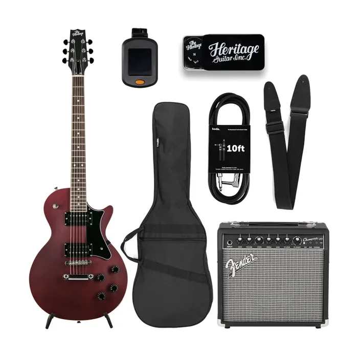 Heritage Ascent Collection H-150 Electric Guitar Bundle, Matte Burgundy