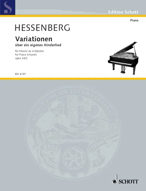 Hessenberg, Kurt : Hessenberg, Kurt : Variationen über ein eigenes Kinderlied, – piano (4 hands) – Schott Digital