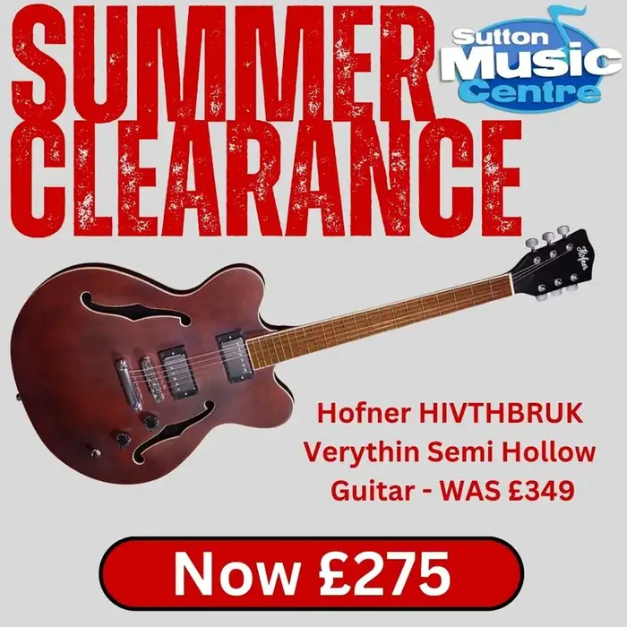 Hofner HIVTHBRUK Verythin Semi Hollow Guitar (Dark Stain UK Exclusive!)