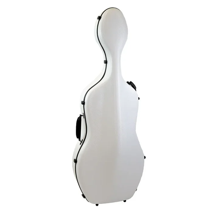 HQ Polycarbonate Cello Case Textured White 4kg with Interior Padding and Wheels