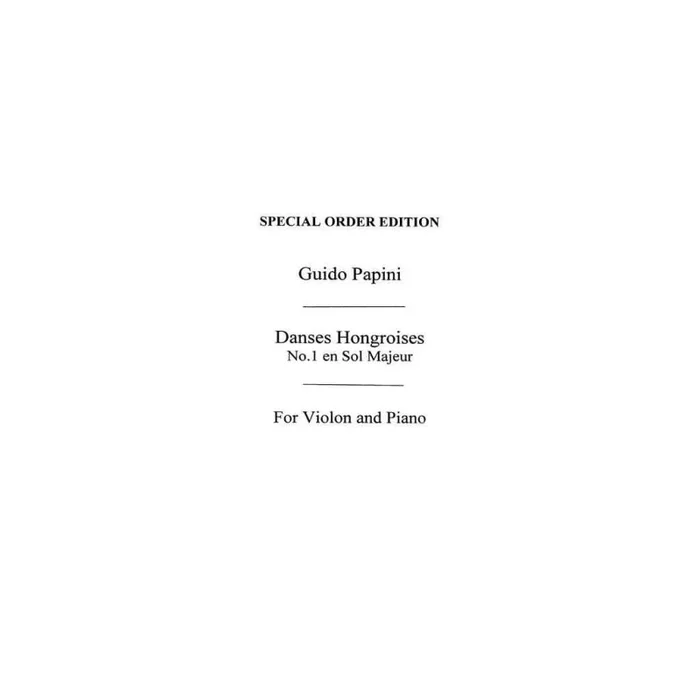 Hungarian Dance No.1 In G For Violin And Piano