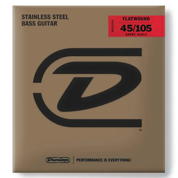 Jim Dunlop Flatwound Stainless Steel 45-105 Bass Guitar Strings, Short Scale
