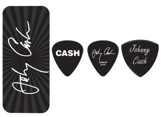 Jim Dunlop Johnny Cash Signature Pick Tin Includes 6 Tortex Medium Picks