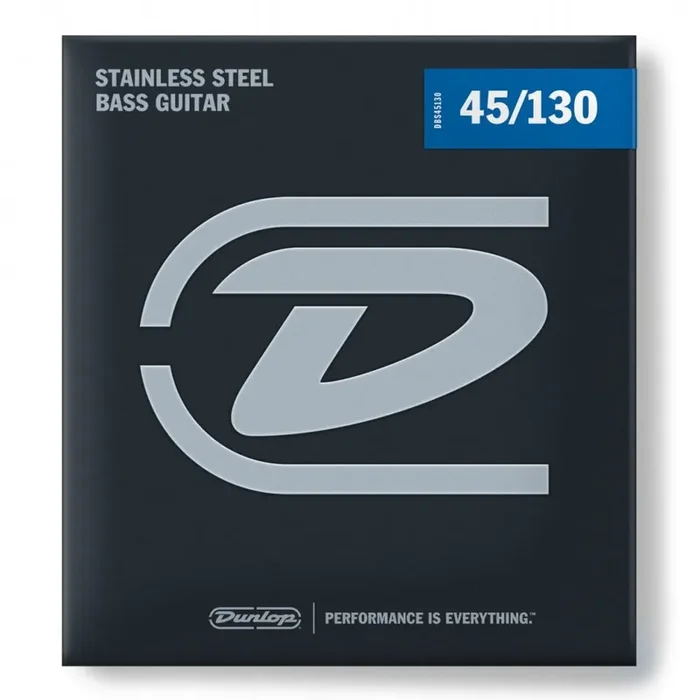 Jim Dunlop Performance+ Stainless Steel 45-130 5-String Bass Guitar Strings, Long Scale
