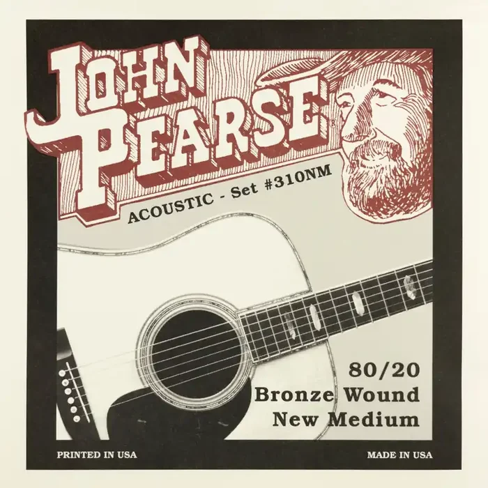 John Pearse 80/20 Bronze 13-55 Acoustic Guitar Strings, New Medium