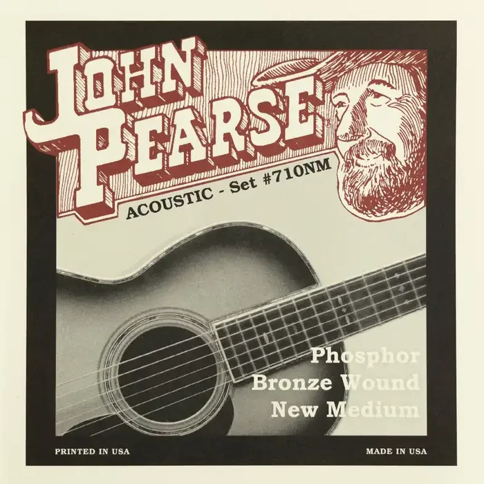John Pearse Phosphor Bronze 13-55 Acoustic Guitar Strings, New Medium
