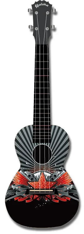 Kealoha “Starstruck” Design Concert Ukulele with Black ABS Resin Body