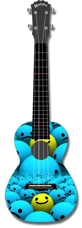 Kealoha “Who’s Smiling Now” Design Concert Ukulele with Black ABS Resin Body