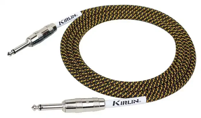 Kirlin 10ft / 3m Black / Yellow Woven Straight – Straight Jack Cable