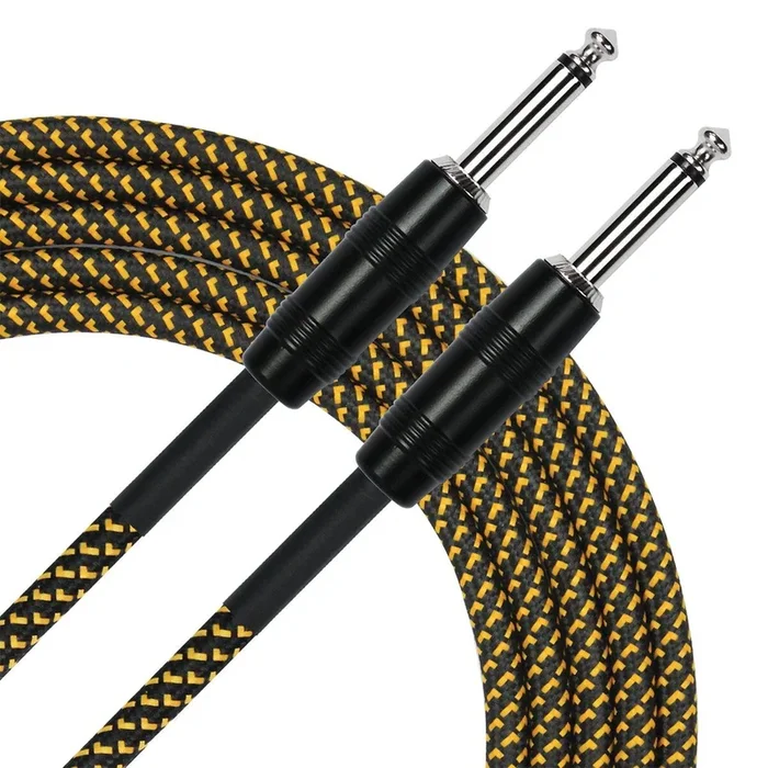 Kirlin IWC201BY 20ft Woven Instrument Cable, 1/4″ Mono Plug, Black/Yellow