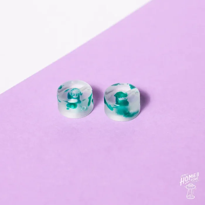 Knob Head custom – Clear green speed dimple control knob duo