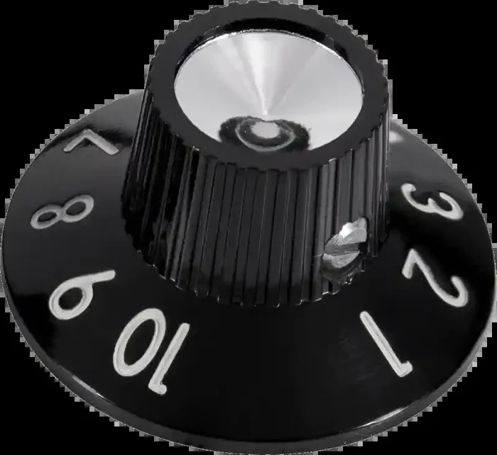 Knob Witch Hat, Black 1-10, Skirted, Set Screw, Thin Numbers