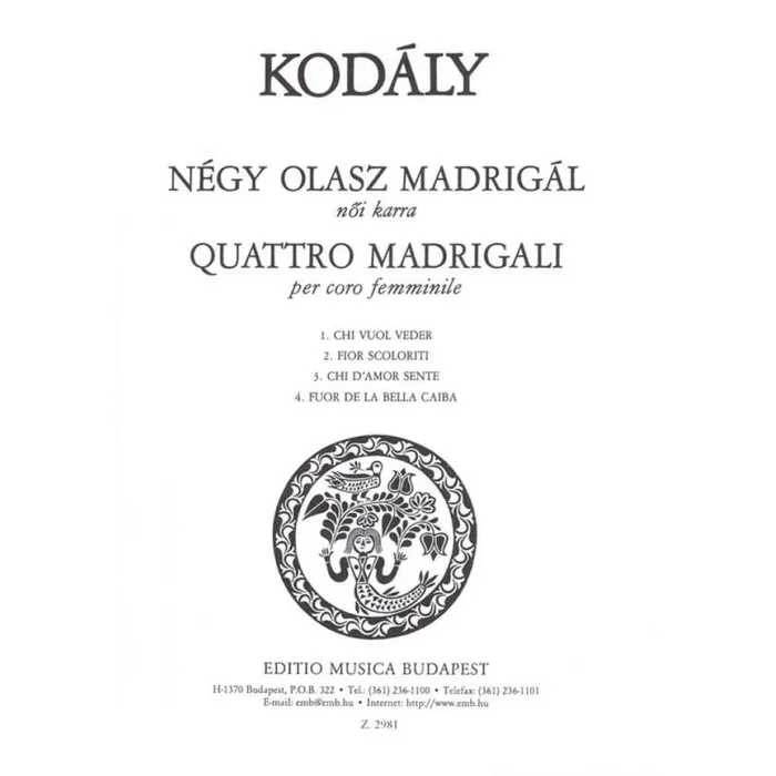 Kodály, Zoltán – Quattro Madrigali (equal voices)