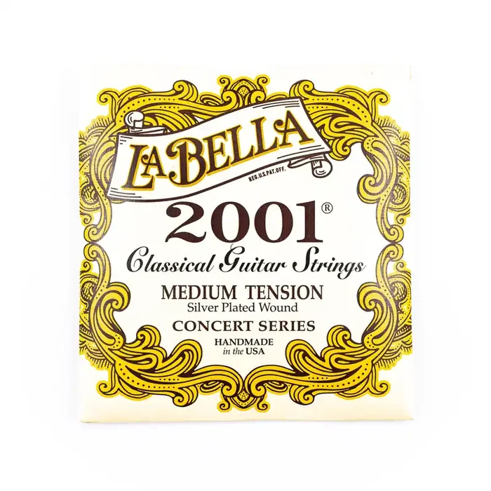 La Bella 2001-M Silver & Nylon Classical Guitar Strings, Medium Tension
