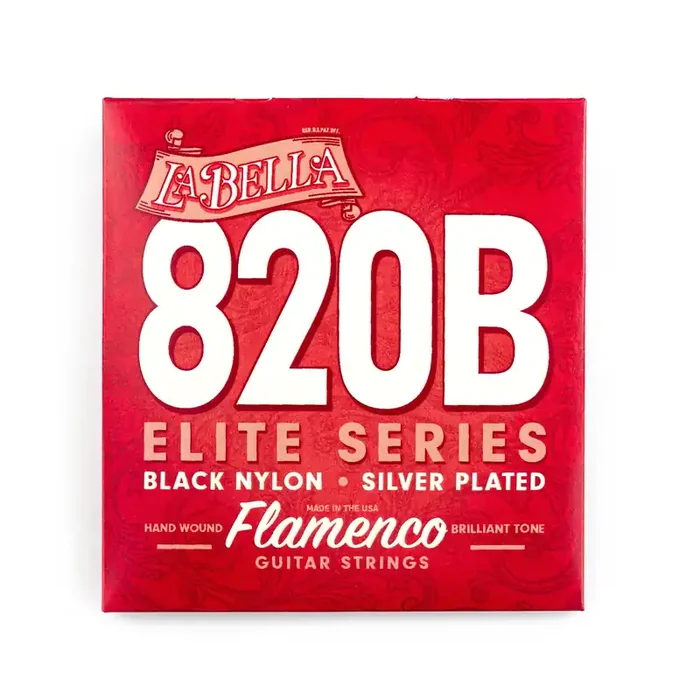 La Bella 820-B Elite Flamenco with Black Trebles Classical Guitar Strings Medium Tension