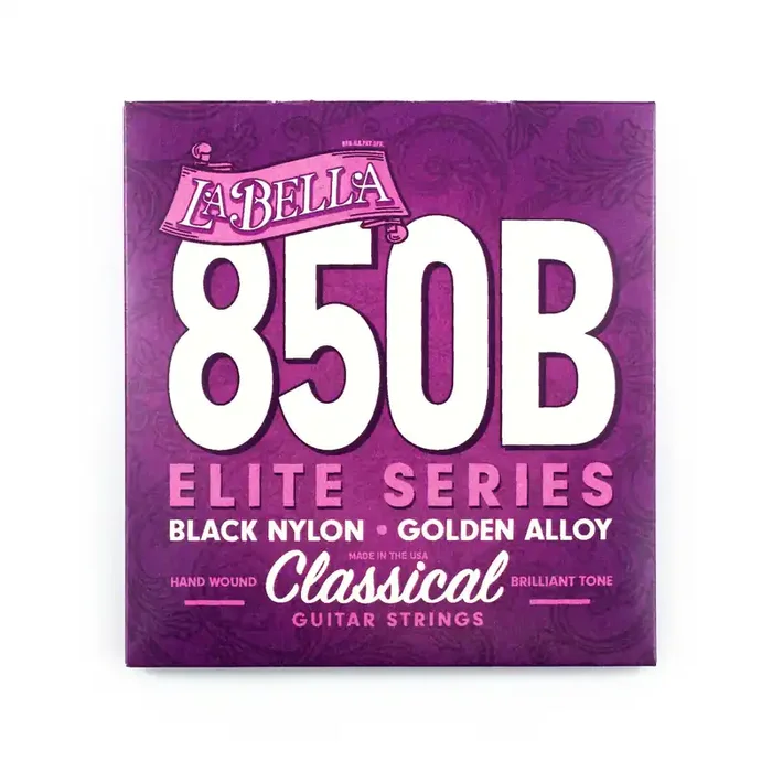 La Bella 850B Elite, Black Nylon & Golden Alloy, Classical Guitar Strings, Medium Tension