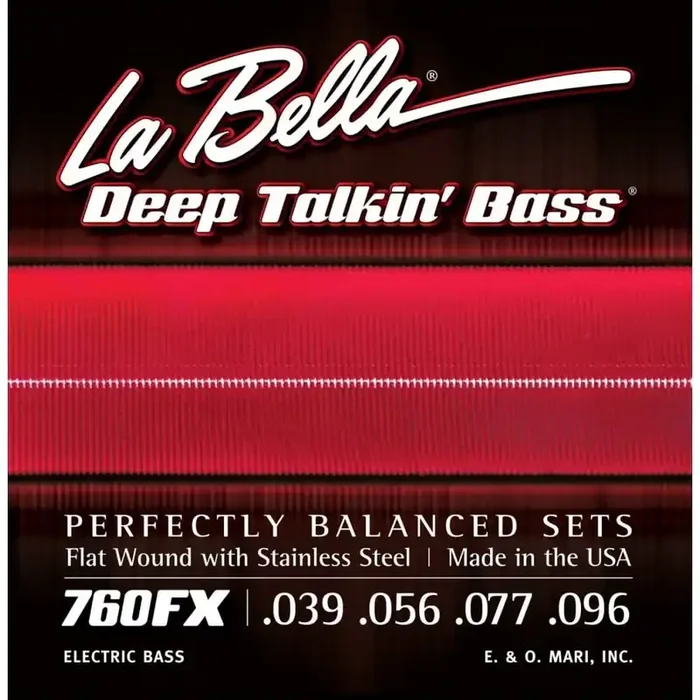 La Bella Deep Talkin‘ Bass Flatwound Stainless Steel 39-96 Bass Guitar Strings, Long Scale [760FX]