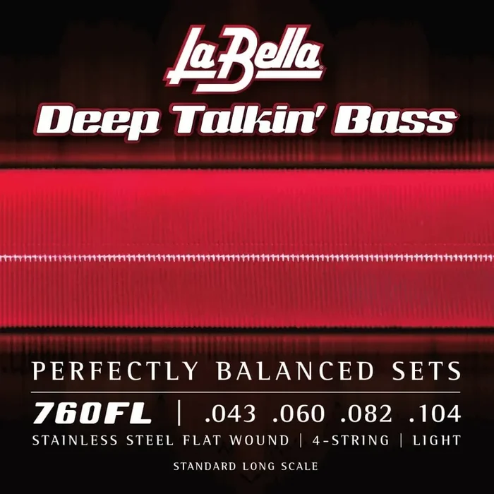 La Bella Deep Talkin‘ Bass Flatwound Stainless Steel 43-104 Bass Guitar Strings, Long Scale [760FL]