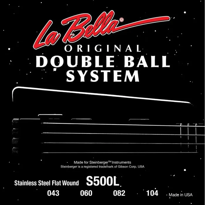 La Bella Flatwound Stainless Steel Double-Ball-End 43-104 Bass Guitar Strings [S500L]