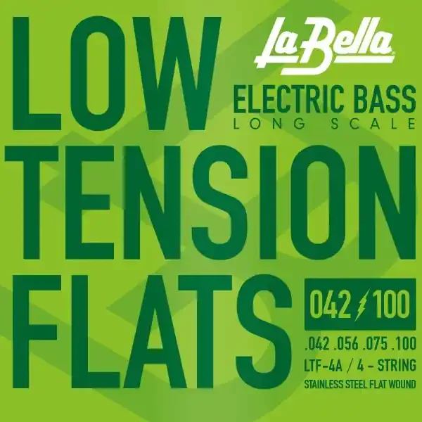 La Bella Low Tension Flexible Flats 42-100 Bass Guitar Strings, Long Scale