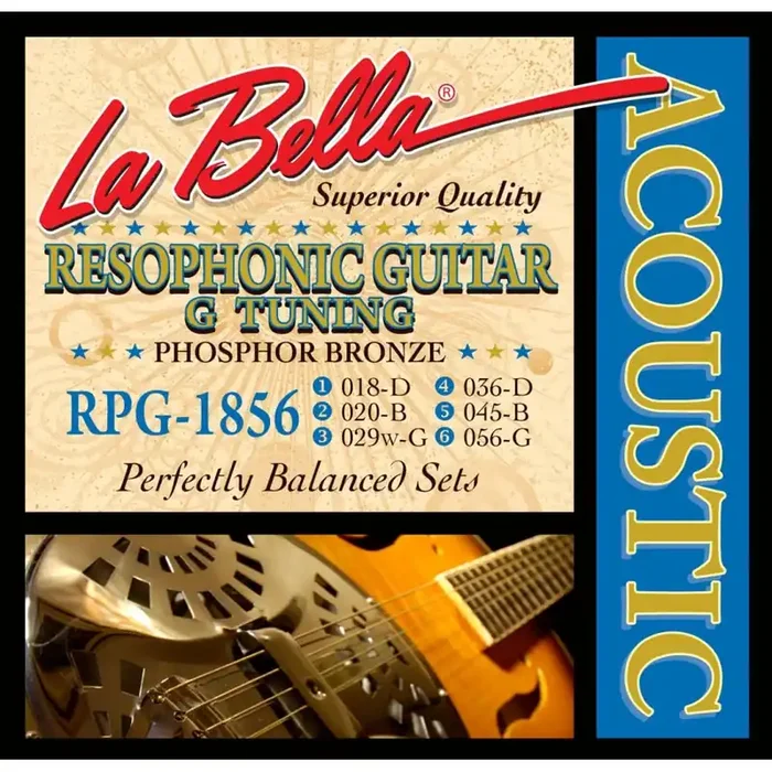 La Bella Phosphor Bronze 18-56 Resophonic Acoustic Guitar Strings, G-Tuning
