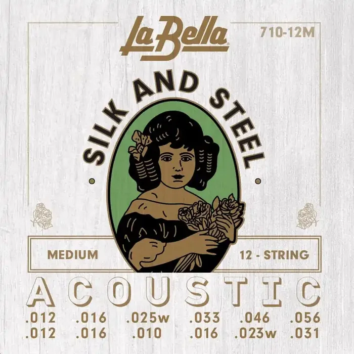 La Bella Silk & Steel 12-String 12-56 Acoustic Guitar Strings, Medium