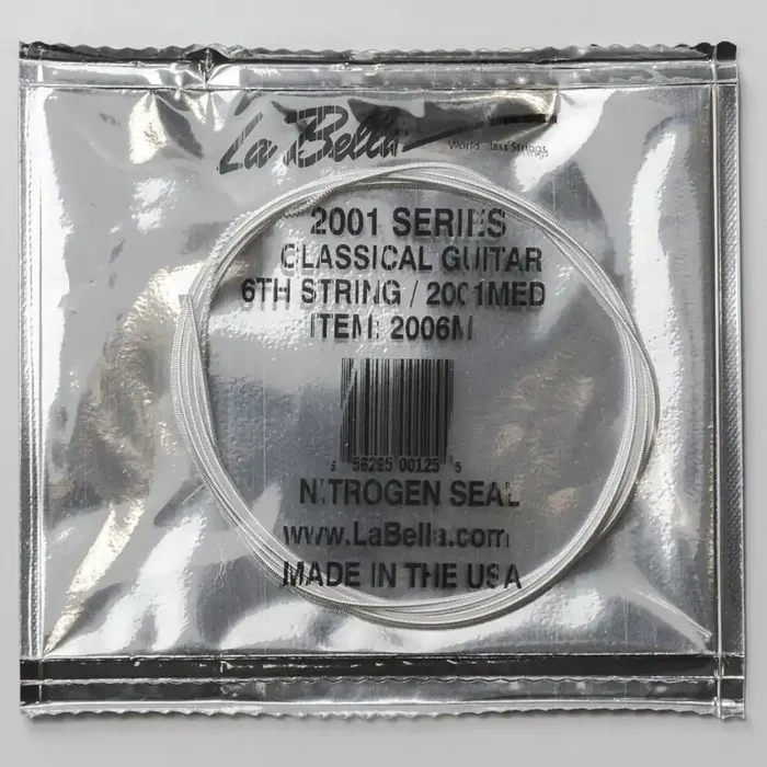 La Bella Silver-Plated Copper Wound Classical Guitar E-6th Single String, Medium Tension