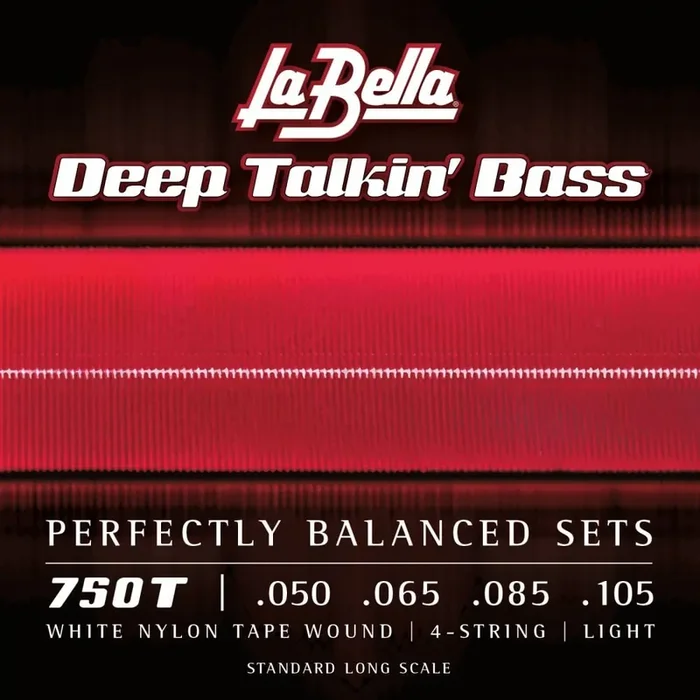 La Bella White Nylon Tapewound 50-105 Bass Guitar Strings, Long Scale [750T]