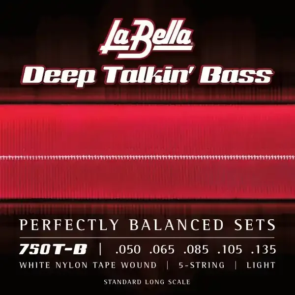 La Bella White Nylon Tapewound 50-135 5-String Bass Guitar Strings, Long Scale [750T-B]