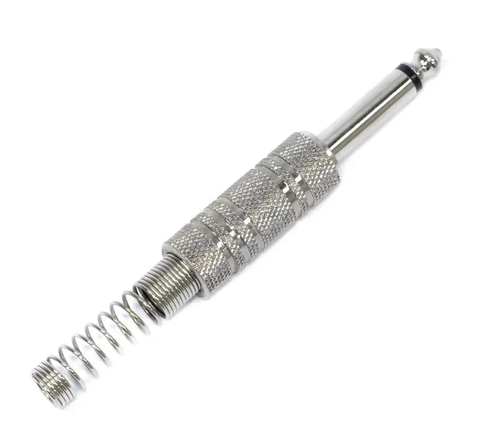 Leem 1/4″ Metal Mono Jack Plug with Long Flexible Cable Boot (Pk-1)