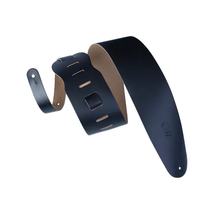 Levy‘s M4 3.5inch Top Grain Leather Bass Guitar Strap w/Natural Back, Black