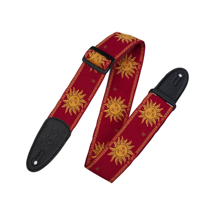 Levy‘s MPJG 2inch Woven Guitar Strap, Yellow-on-Red Sun Motif