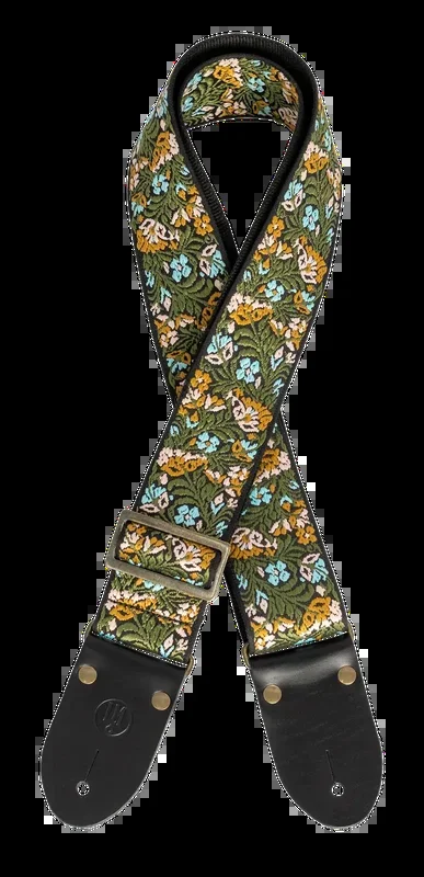 LM 2″ Flower Power Jacquard Cotton Guitar Strap with Leather Ends