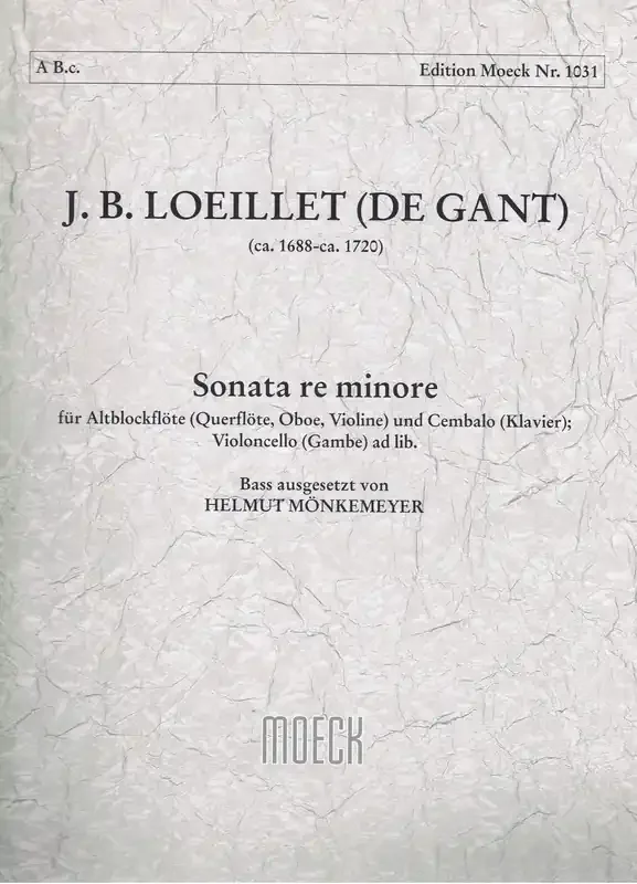 Loeillet (de Gant) Sonata in D Minor for Treble Recorder and Basso Continuo