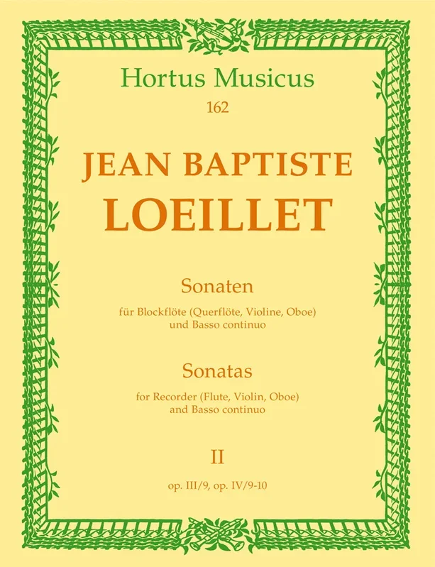Loeillet: Sonatas for Recorder (Flute, Violin, Oboe) & Basso Continuo – Book 2: Op. III, 9, IV, 9-10