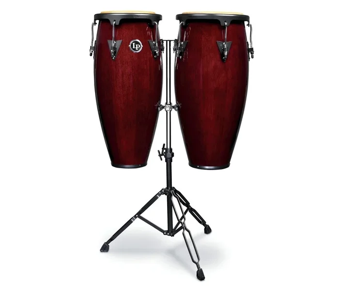 LP Aspire Wood Conga Set 11 ” & 12 ” in Dark Wood with Double Stand