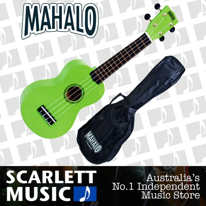 MAHALO Green Soprano Uke Ukulele MR1-GN – w/FREE Gigbag.