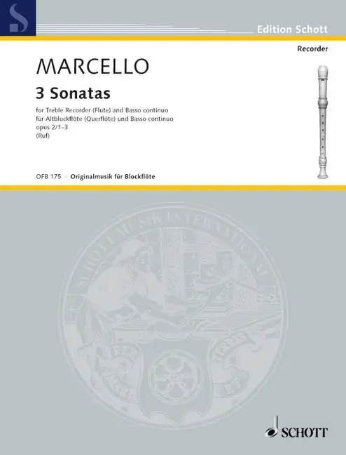 Marcello 3 Sonatas for Treble Recorder and Basso Continuo