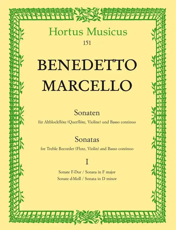Marcello Sonatas for Treble Recorder and Basso Continuo, Vol. 1
