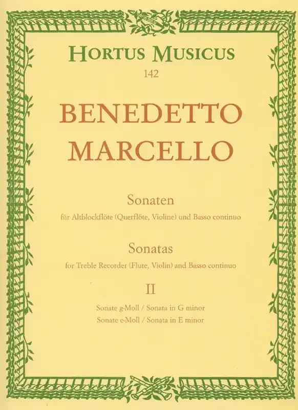 Marcello Sonatas for Treble Recorder and Basso Continuo, Vol. 2