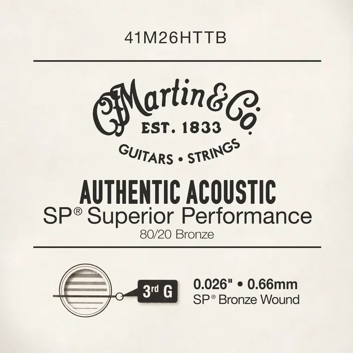 Martin .026 Authentic Acoustic 80/20 Bronze Single String