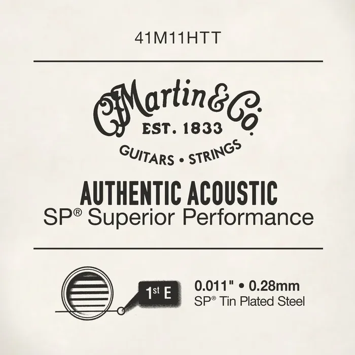 Martin 11 (.011″) Authentic Acoustic Tin Plated Plain Steel Single String