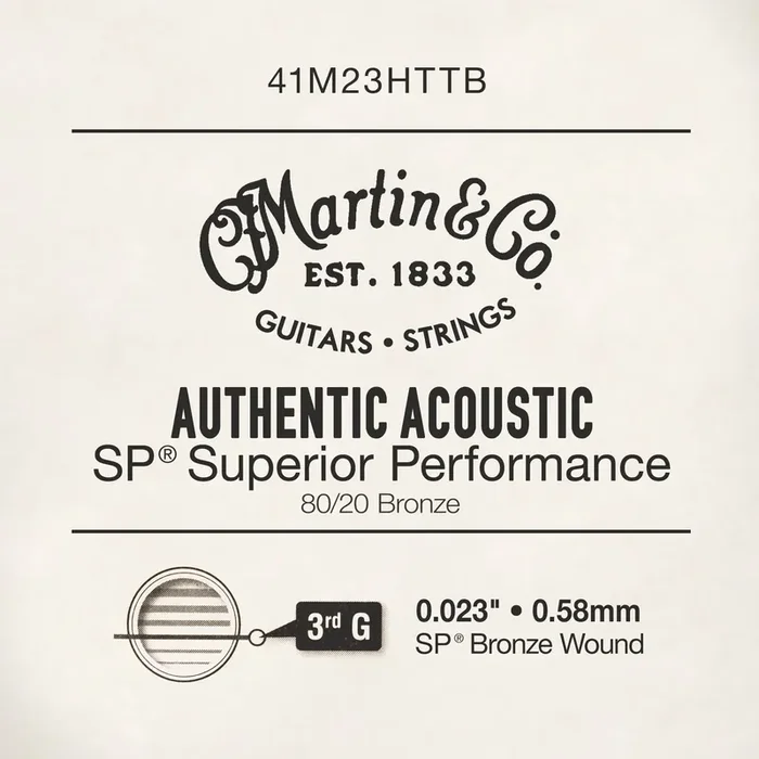 Martin Authentic Acoustic 80/20 Bronze 23 (.023‚Äù) Acoustic Guitar Single String