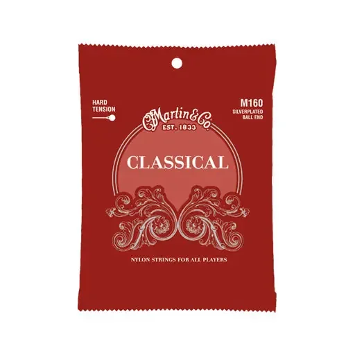 Martin M160 Classical 80/20 Bronze Ball End Nylon Guitar Strings, Hard Tension, 28-43